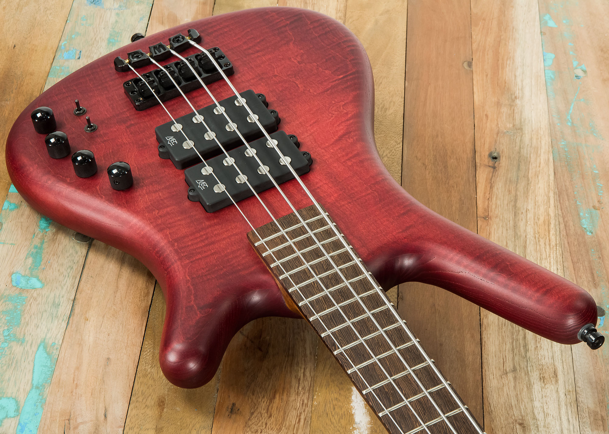 Warwick Corvette $$ 4c Pro Gps Maple Top Ltd All Active Wen - Burgundy Red Transparent Satin - Solid body electric bass - Variation 2