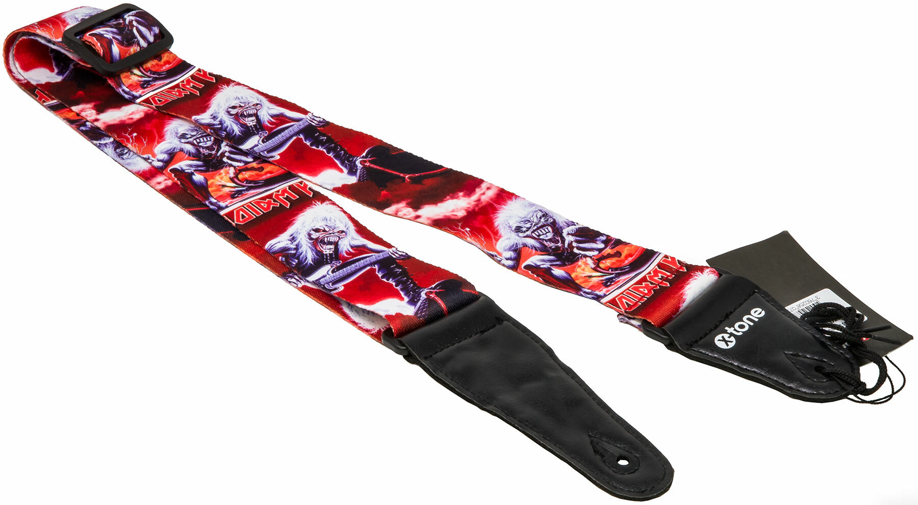 X-tone Xg 3106 Nylon Guitar Strap Skull With Hair Black & Red - Guitar strap - Main picture