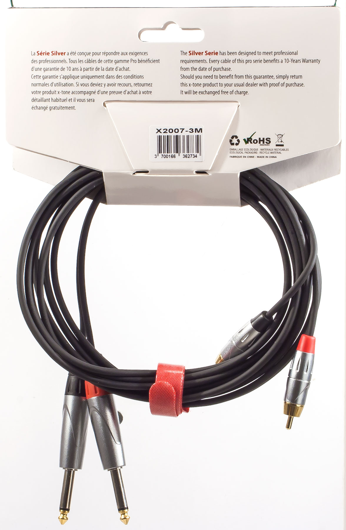X-tone X2007-3m - 2 Jack(m) 6,35 Mono / 2 Rca(m) - Cable - Variation 1