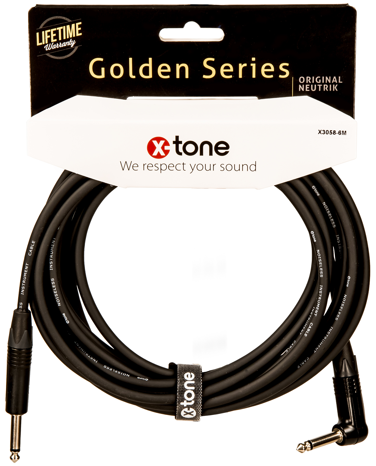 X-tone X3058-6m Instrument Cable Golden Series Neutrik Droit/coude 6m - Cable - Variation 1